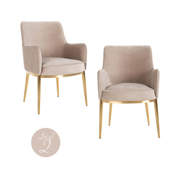 Richmond Eetkamerstoel Breeze - set van 2, Khaki Velvet - setweergave | CéJor Wonen