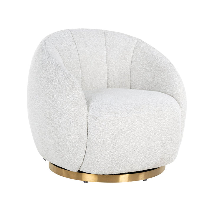Lounge chair Jago white bouclé swivel