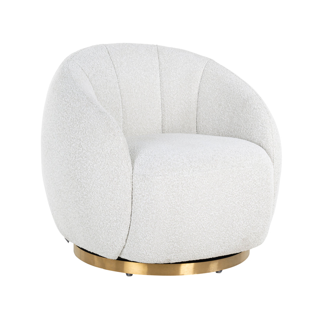 Lounge chair Jago white bouclé swivel