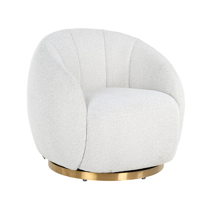 Lounge chair Jago white bouclé swivel