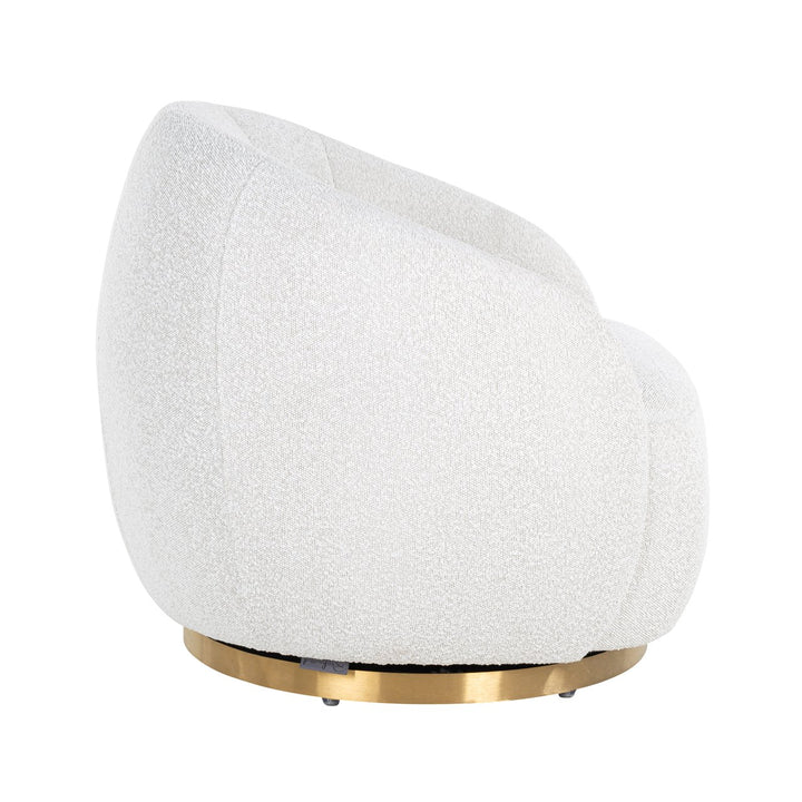 Lounge chair Jago white bouclé swivel