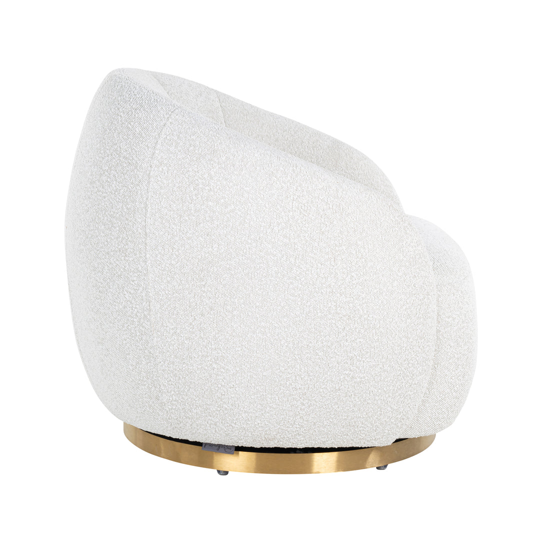 Lounge chair Jago white bouclé swivel