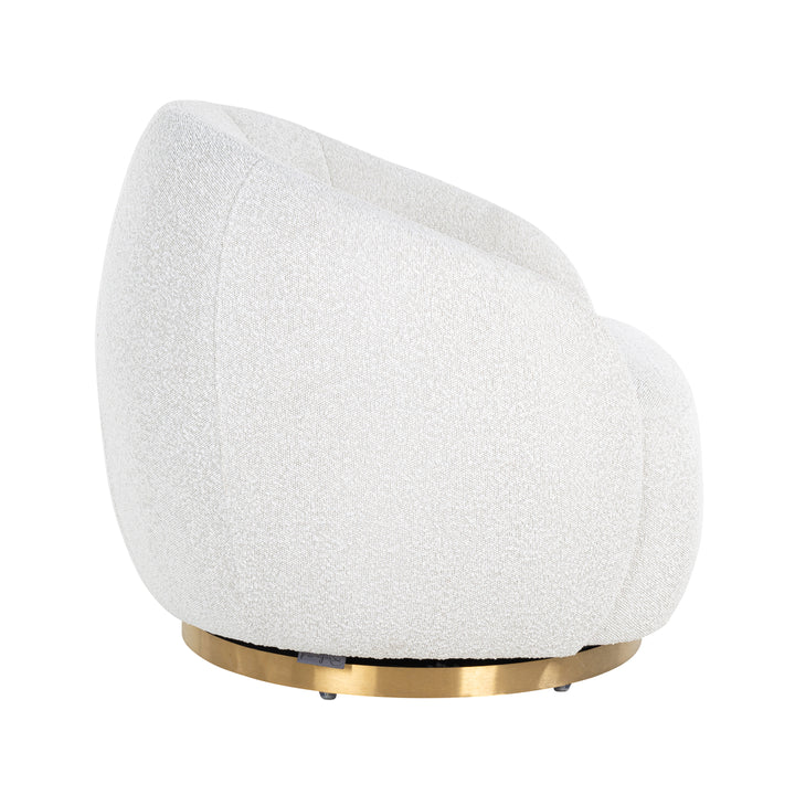 Lounge chair Jago white bouclé swivel