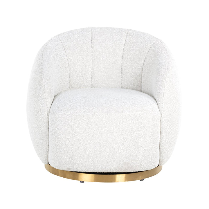 Lounge chair Jago white bouclé swivel
