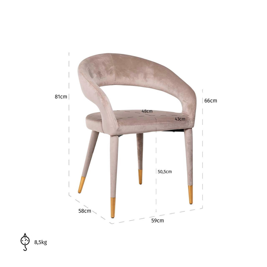 Dining room chair Gia khaki velvet fire retardant