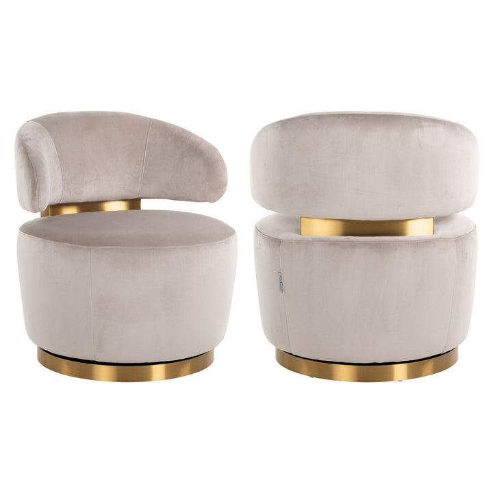 Lounge chair Maxime khaki velvet swivel