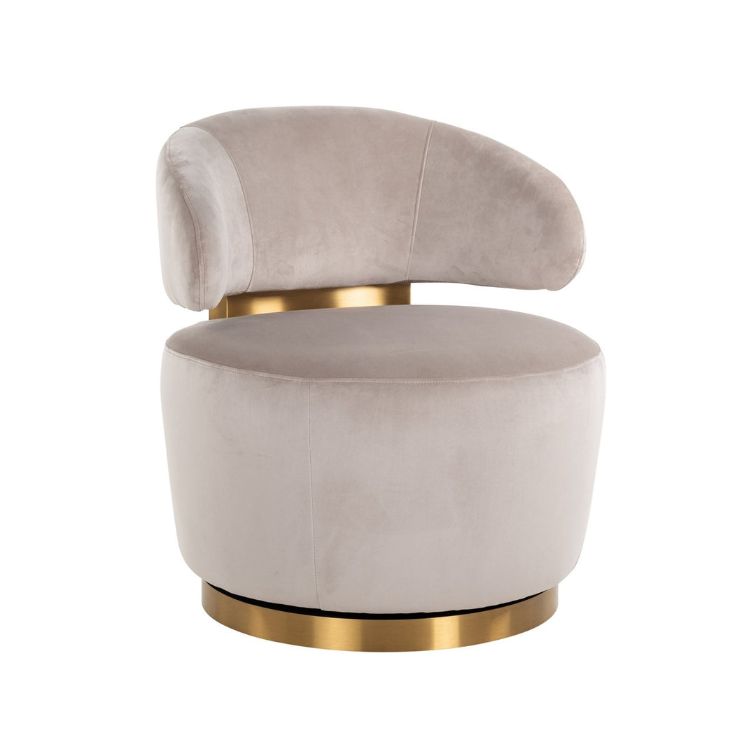 Lounge chair Maxime khaki velvet swivel