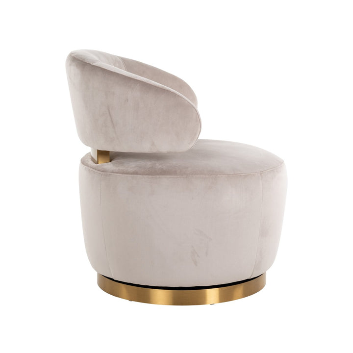 Lounge chair Maxime khaki velvet swivel