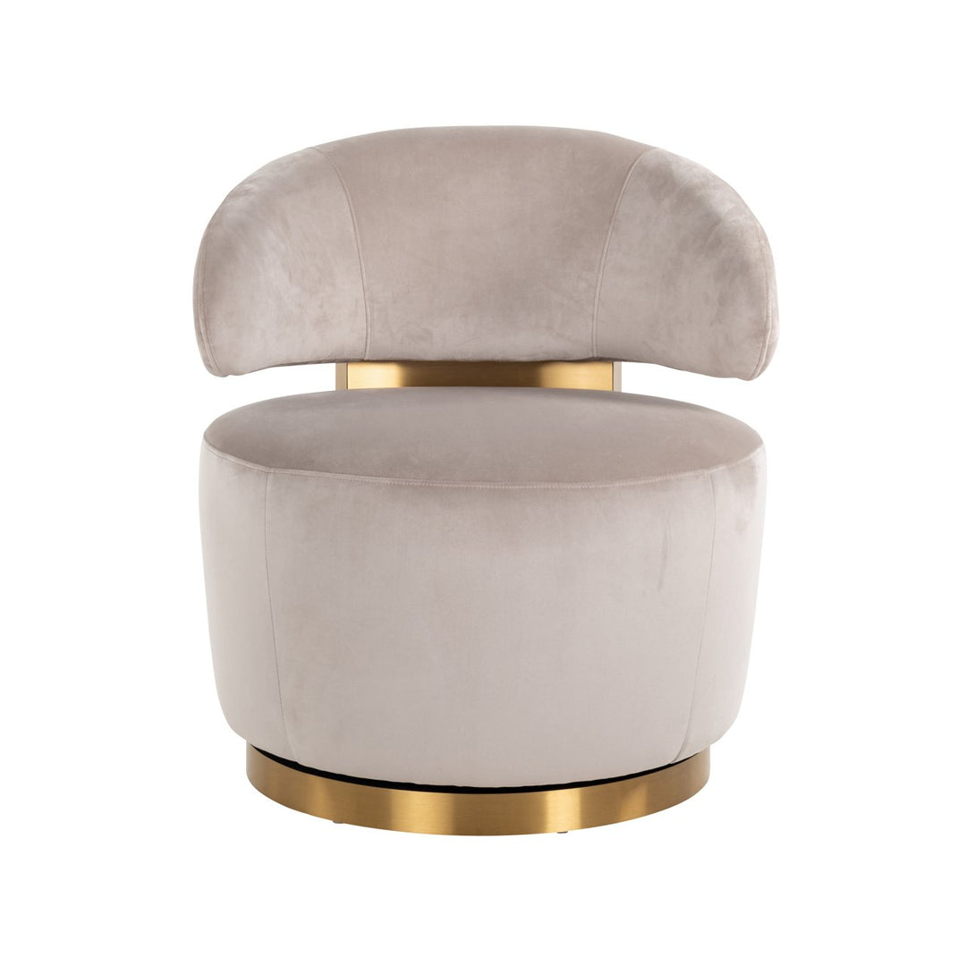 Lounge chair Maxime khaki velvet swivel