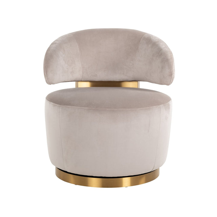 Lounge chair Maxime khaki velvet swivel