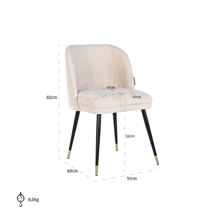 Dining room chair Alicia FR white chenille fire retardant