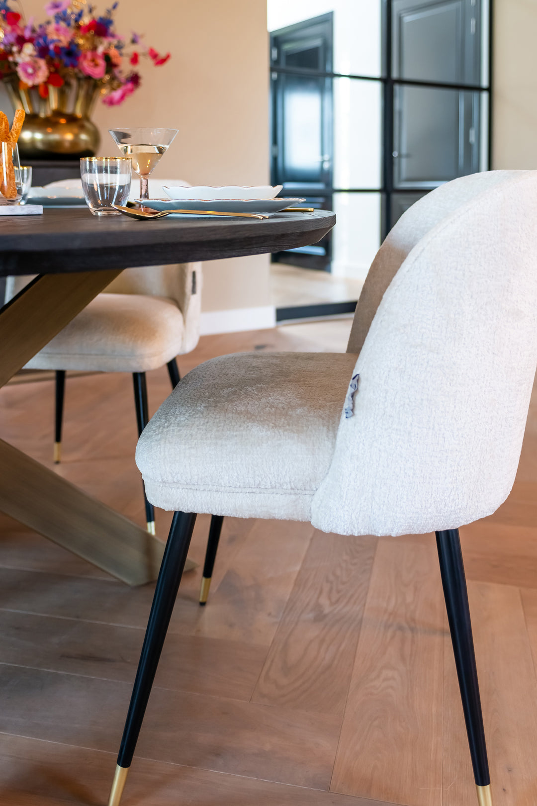 Dining room chair Alicia FR white chenille fire retardant