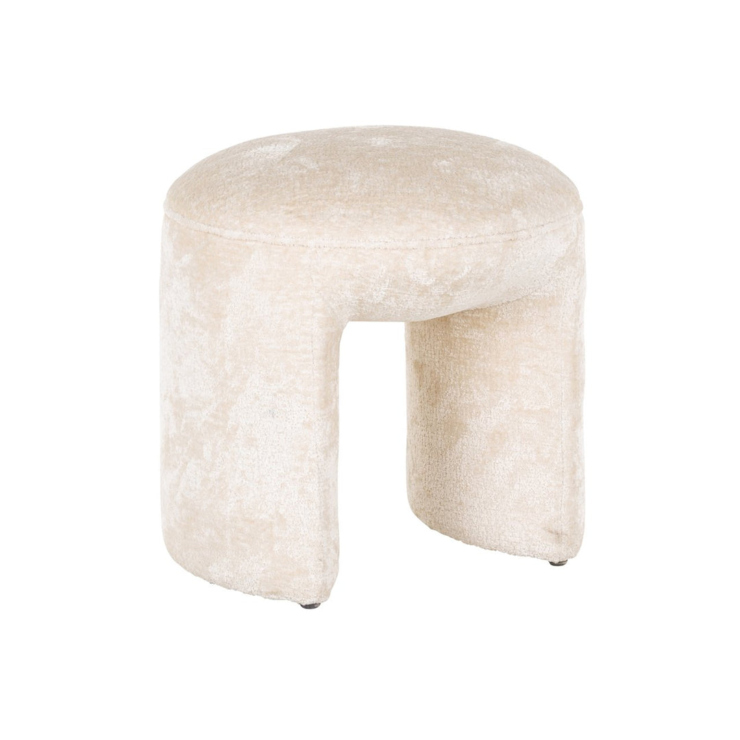 Fargo white chenille pouf &amp; footstool