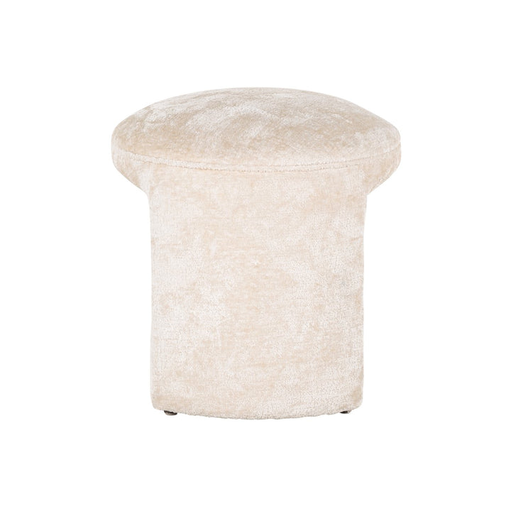 Fargo white chenille pouf &amp; footstool