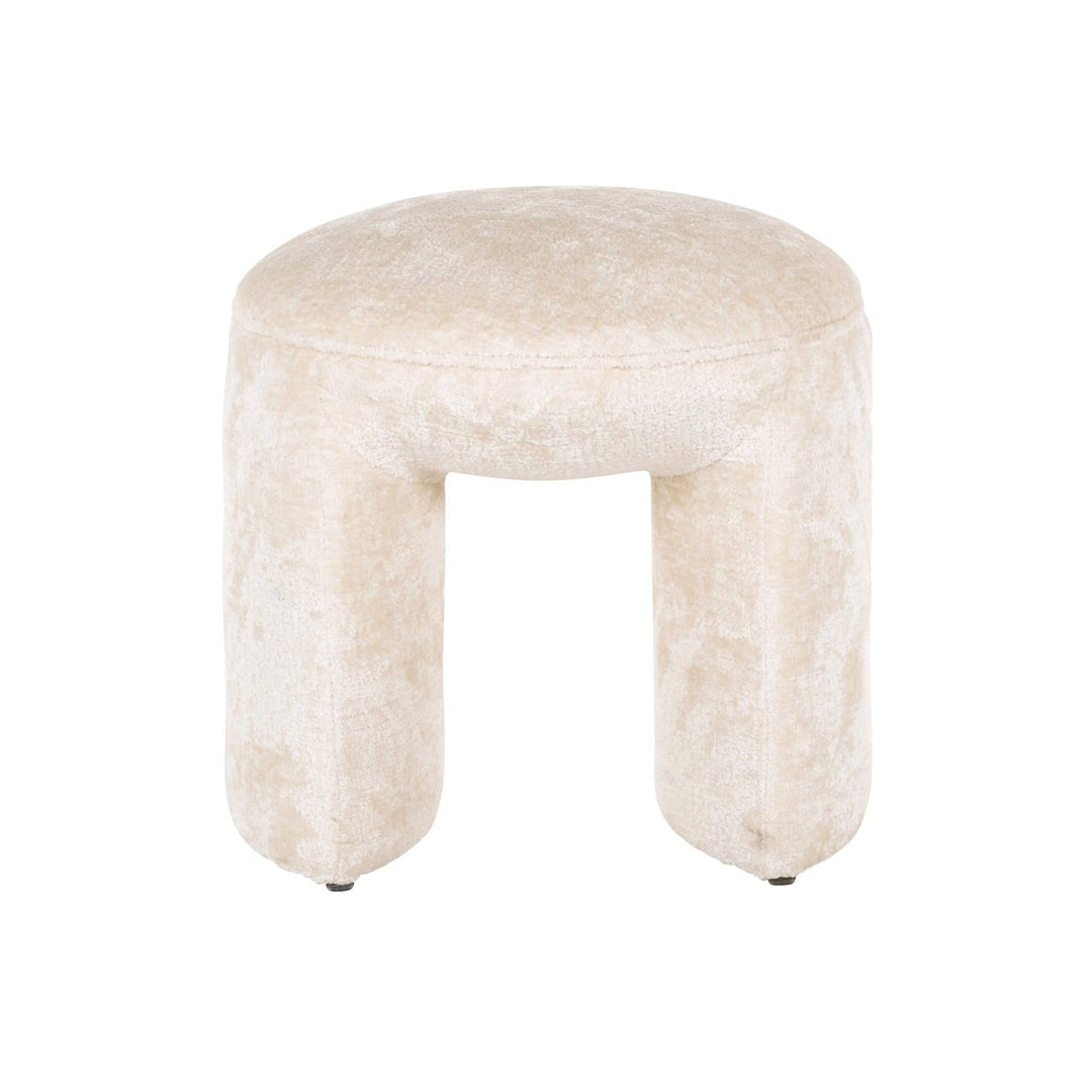 Fargo white chenille pouf &amp; footstool