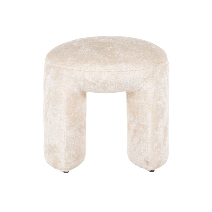 Fargo white chenille pouf &amp; footstool