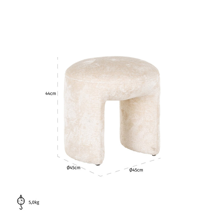 Fargo white chenille pouf &amp; footstool