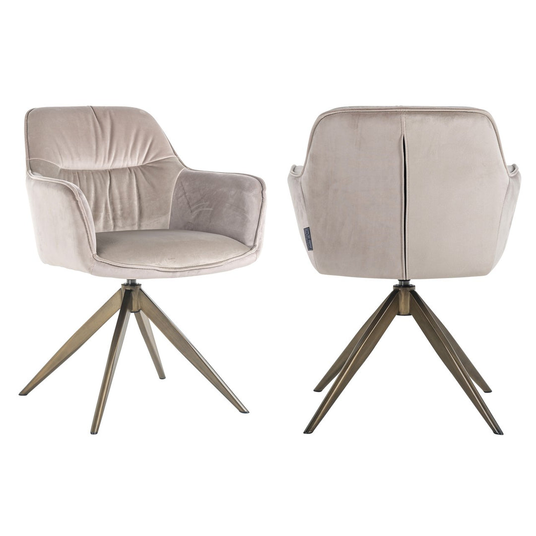 Eetkamerstoel Aline khaki velvet swivel fire retardant