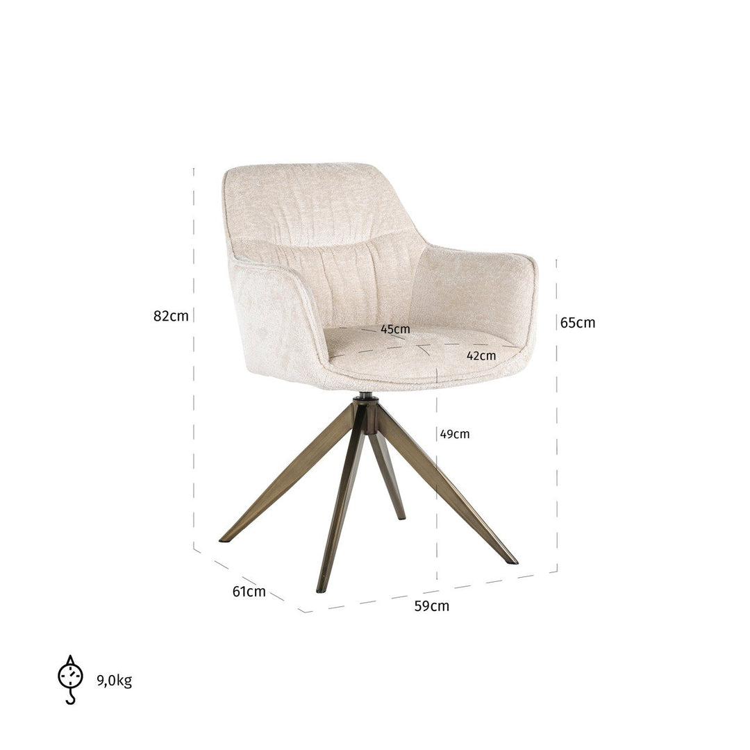 Dining room chair Aline FR white chenille swivel fire retardant