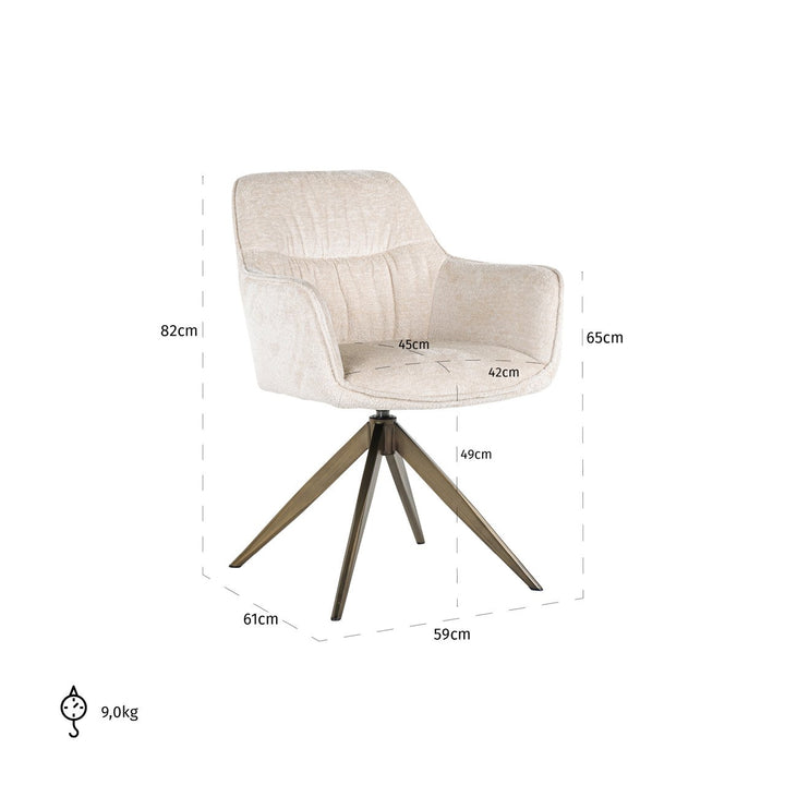 Dining room chair Aline FR white chenille swivel fire retardant
