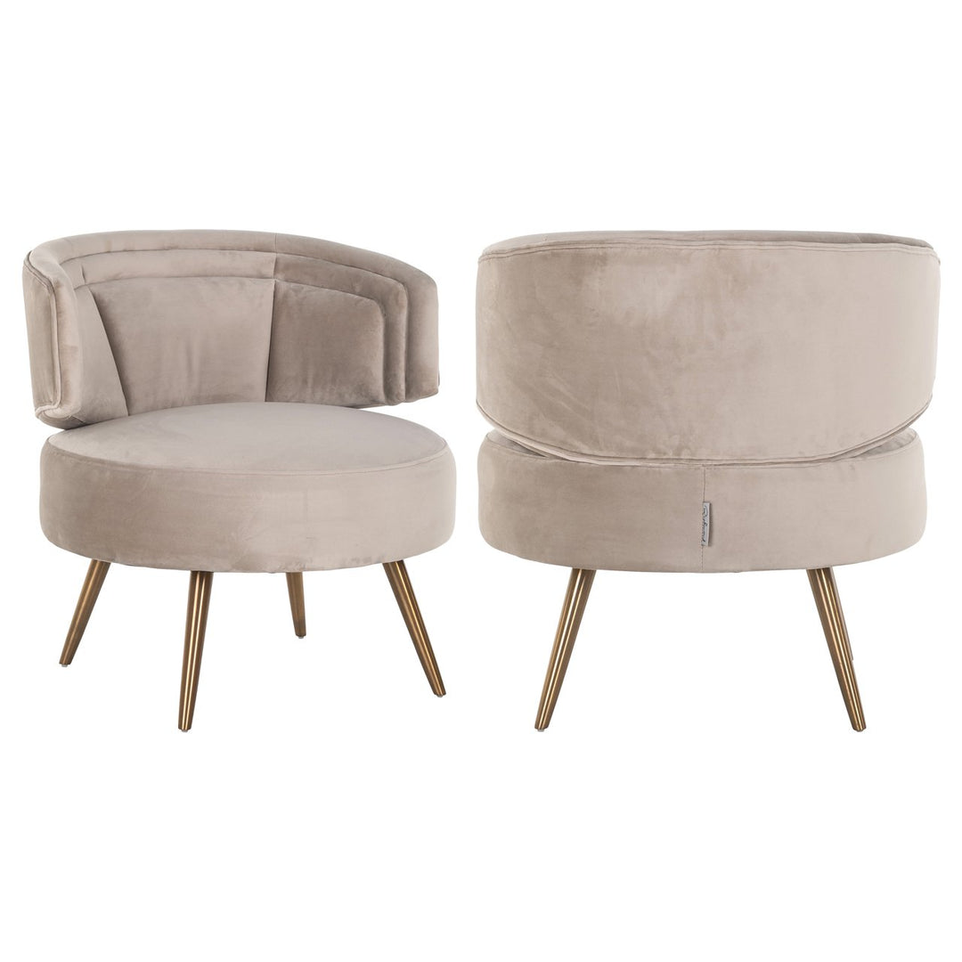 Lounge chair Hazel khaki velvet fire retardant