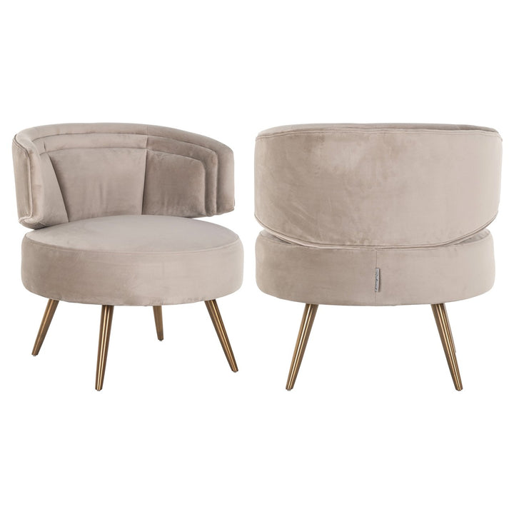 Lounge chair Hazel khaki velvet fire retardant