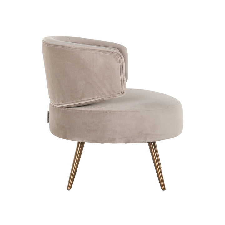 Lounge chair Hazel khaki velvet fire retardant