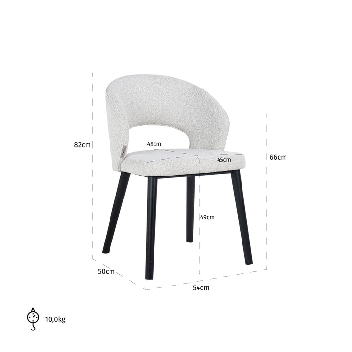 Dining room chair Savoy white bouclé