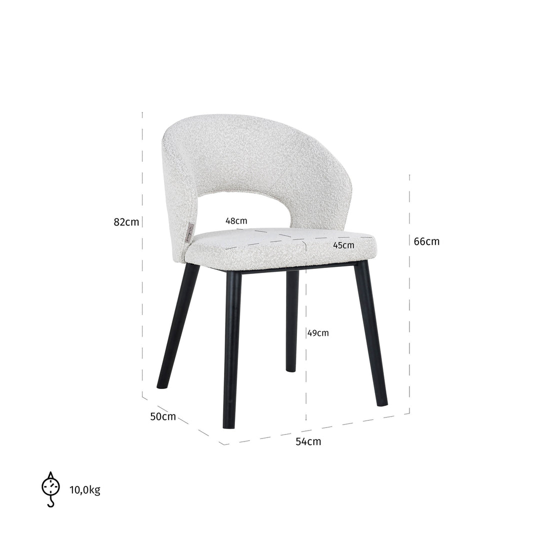 Dining room chair Savoy white bouclé
