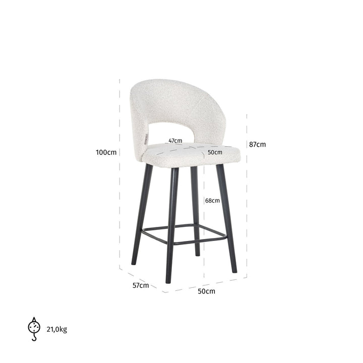 Counter chair Savoy white bouclé