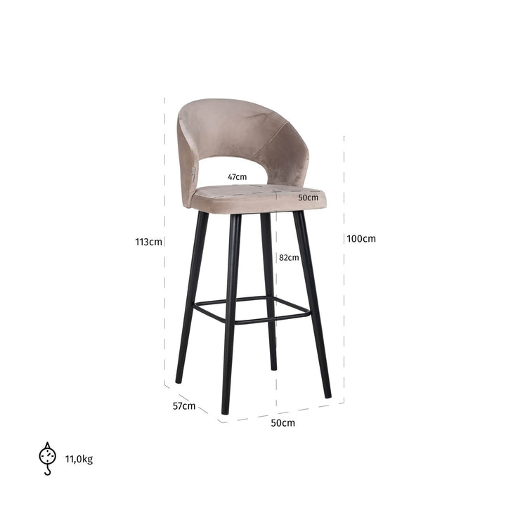 Barhocker Savoy Khaki Samt