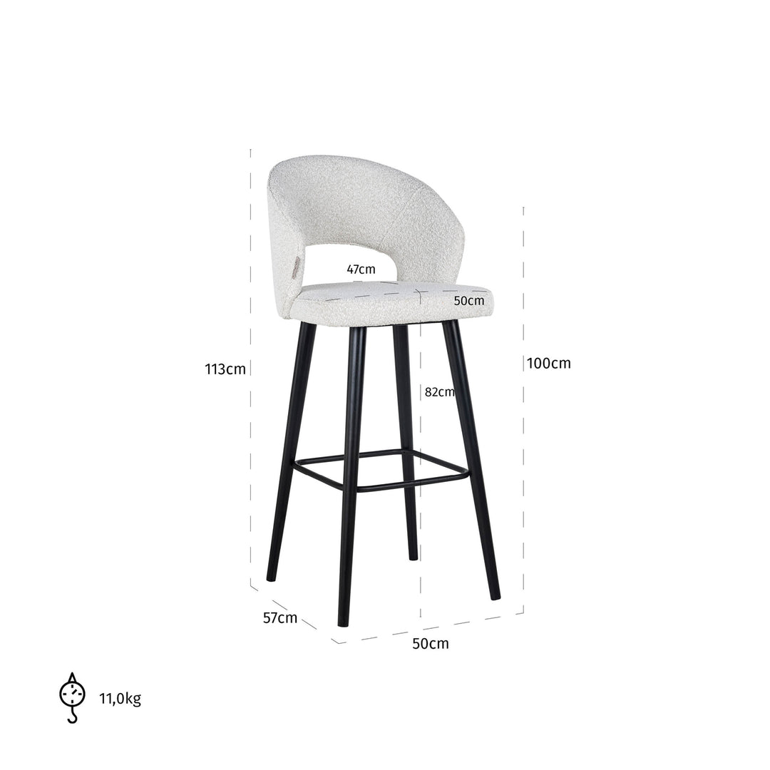 Savoy white bouclé bar stool