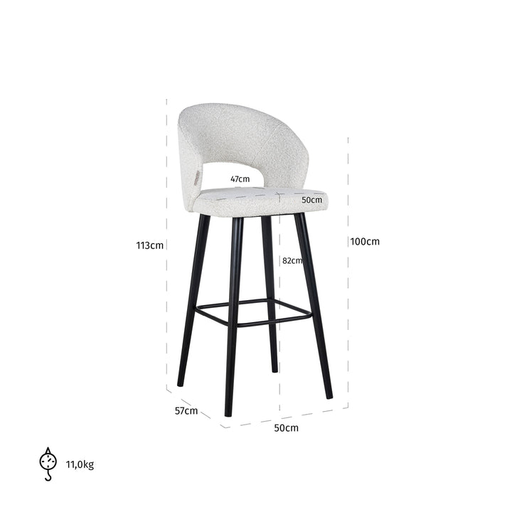 Savoy white bouclé bar stool