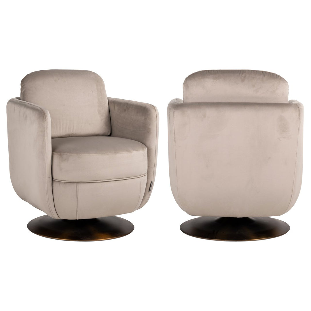 Lounge chair Turner khaki velvet swivel fire retardant