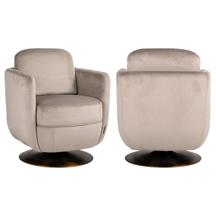 Lounge chair Turner khaki velvet swivel fire retardant