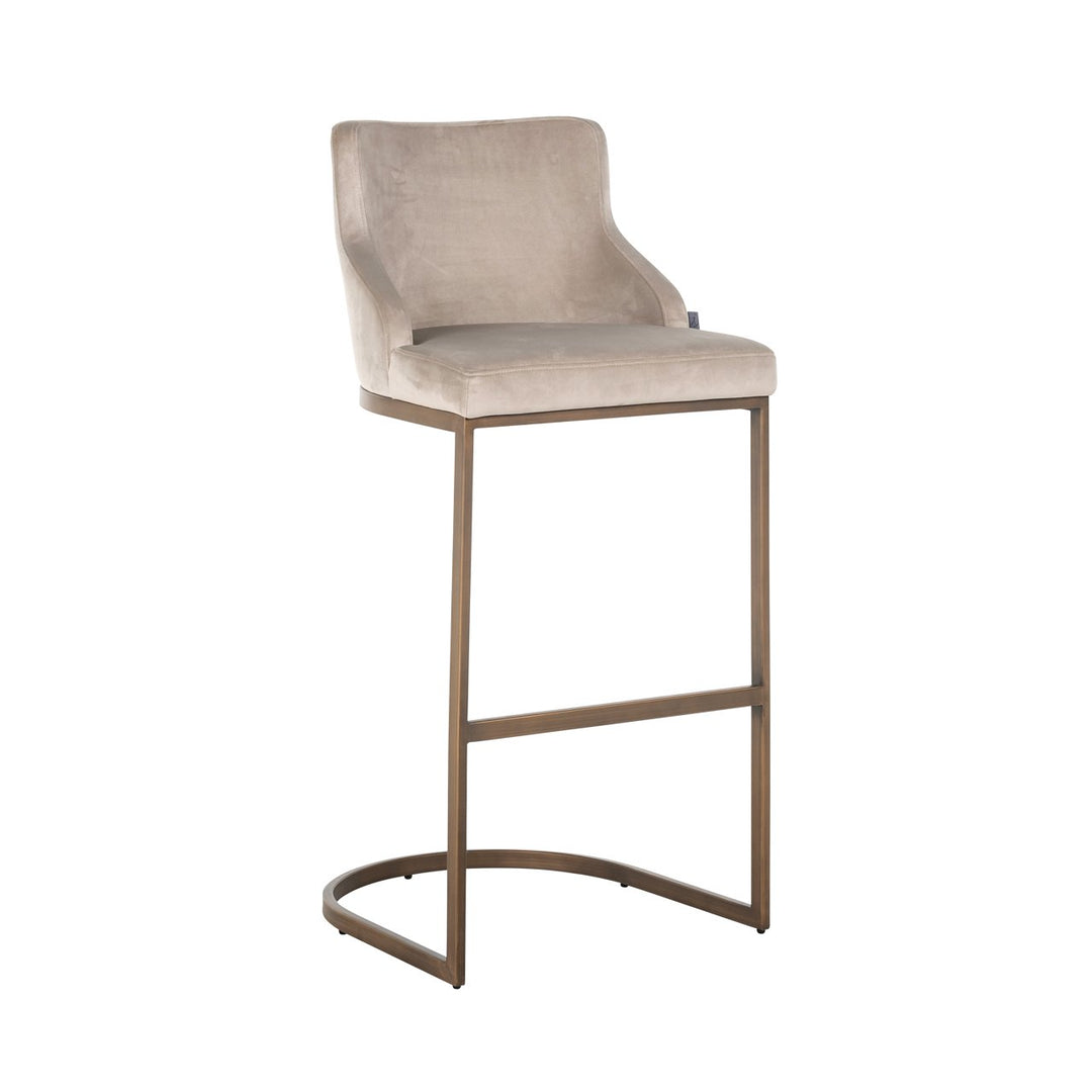 Bar chair Bolton khaki velvet brushed gold fire retardant (Set of 2)