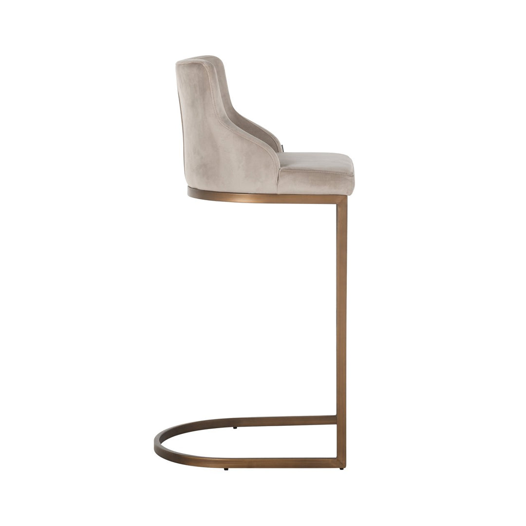 Bar chair Bolton khaki velvet brushed gold fire retardant (Set of 2)