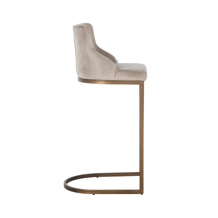 Bar chair Bolton khaki velvet brushed gold fire retardant (Set of 2)