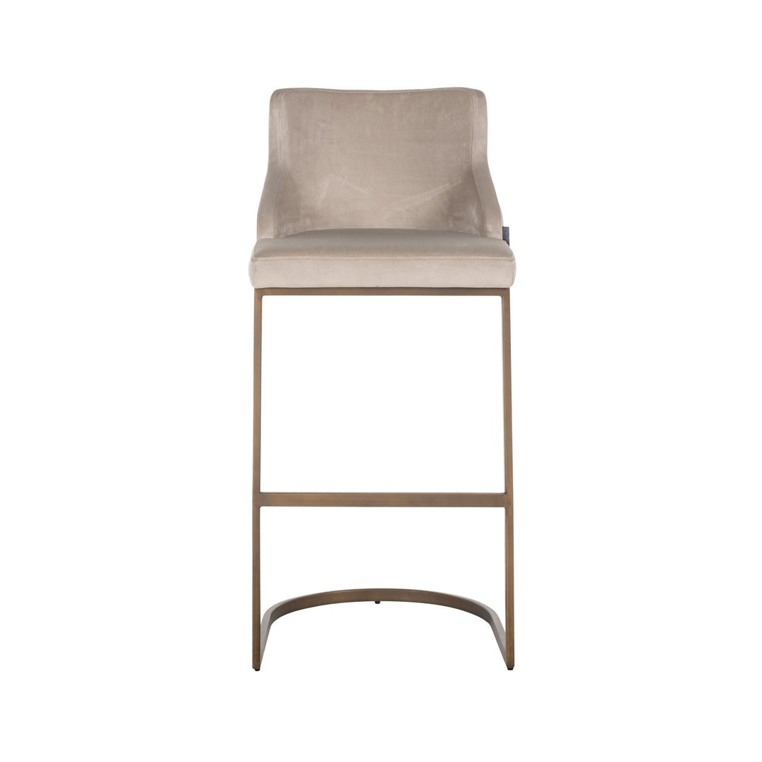 Bar chair Bolton khaki velvet brushed gold fire retardant (Set of 2)