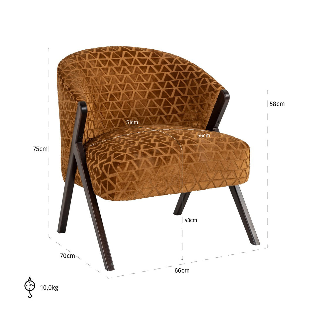 Lounge chair Mia old gold triangle