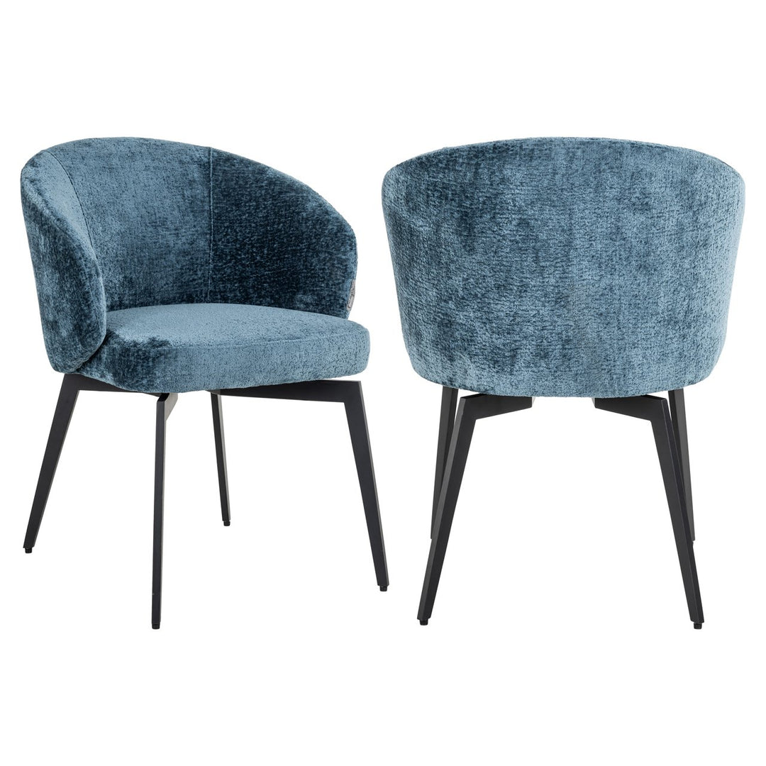 Esszimmerstuhl Amphara blau Chenille feuerhemmend
