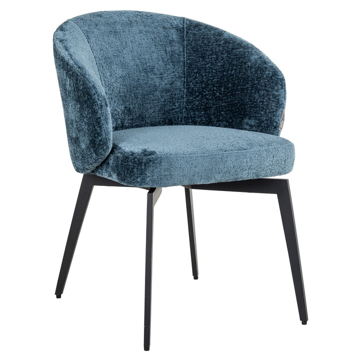 Esszimmerstuhl Amphara blau Chenille feuerhemmend