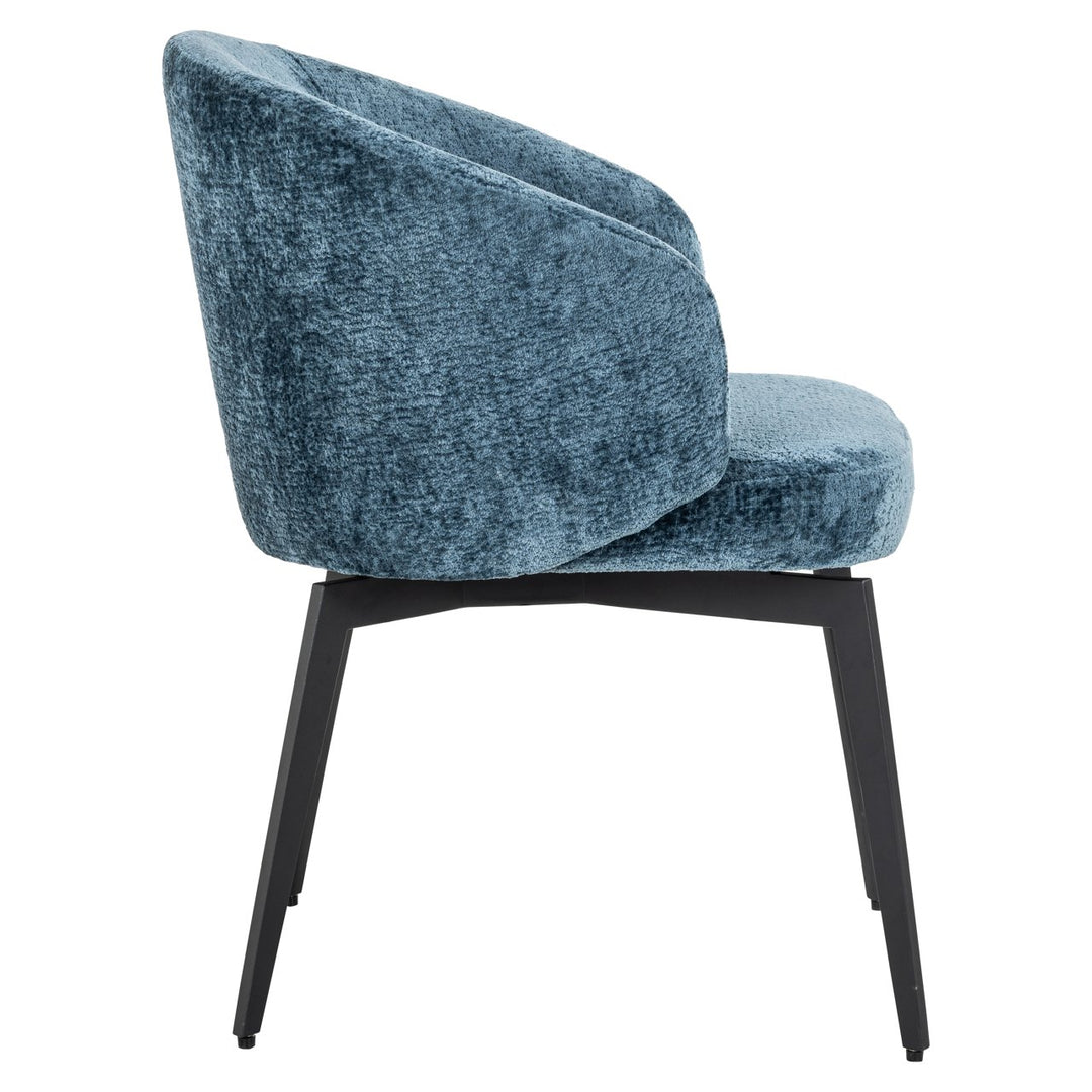 Esszimmerstuhl Amphara blau Chenille feuerhemmend