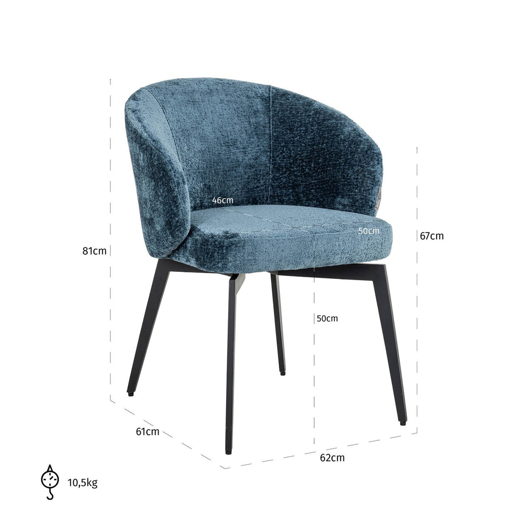 Esszimmerstuhl Amphara blau Chenille feuerhemmend