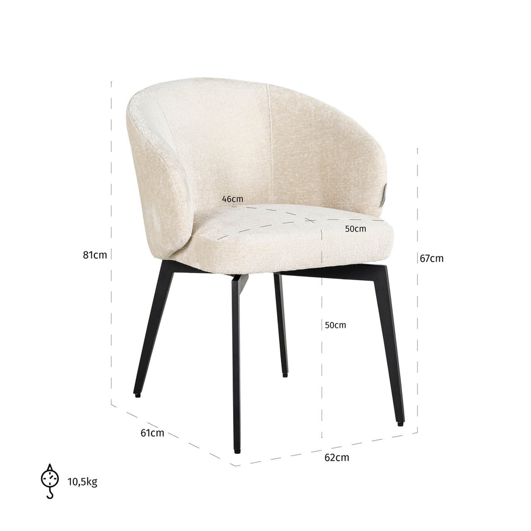 Eetkamerstoel Amphara FR white chenille fire retardant