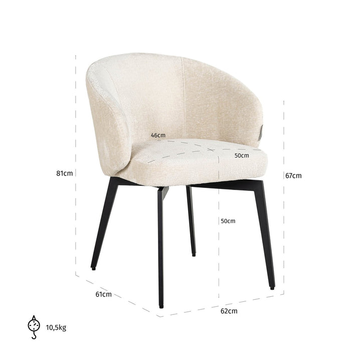 Eetkamerstoel Amphara FR white chenille fire retardant