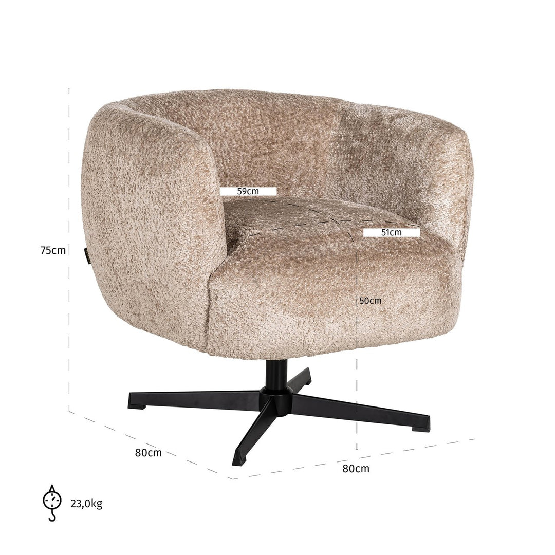 Lounge stoel Estelle sheep natural swivel