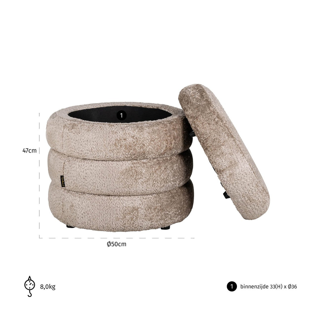 Poef & Voetenbank Adele sheep natural