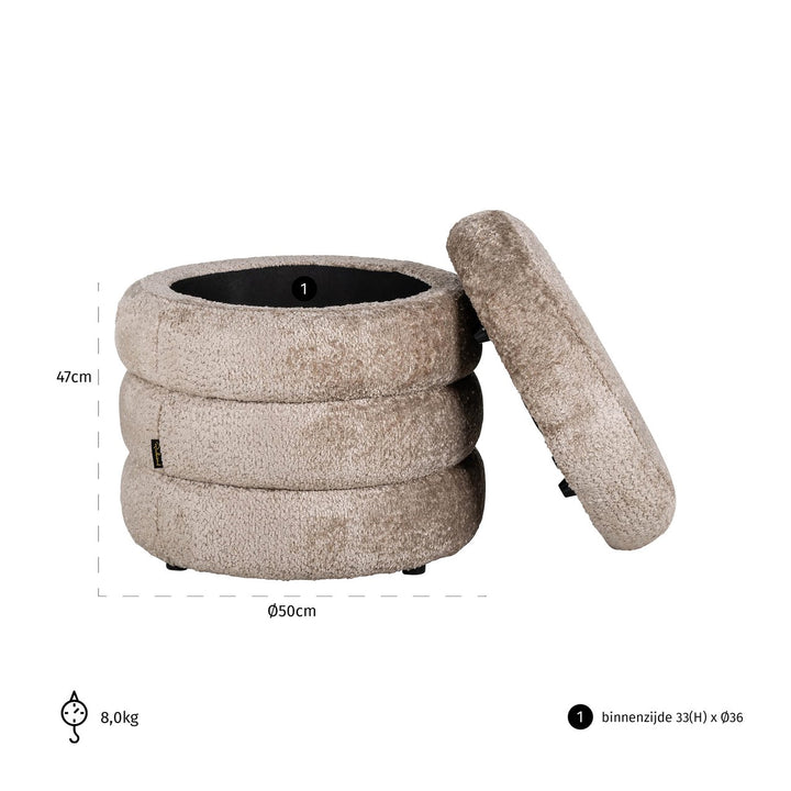 Poef & Voetenbank Adele sheep natural