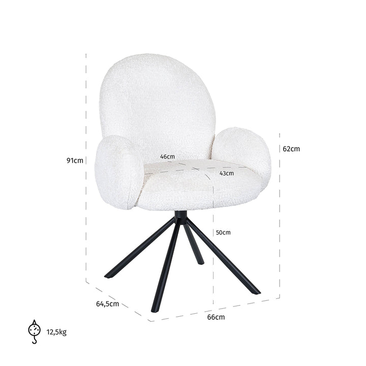 Swivel chair Jolie white sheep (Sheep 02 white)
